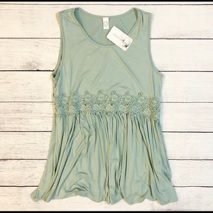 *NWT* Blue Lace Trim Fashion Tank Top-Large